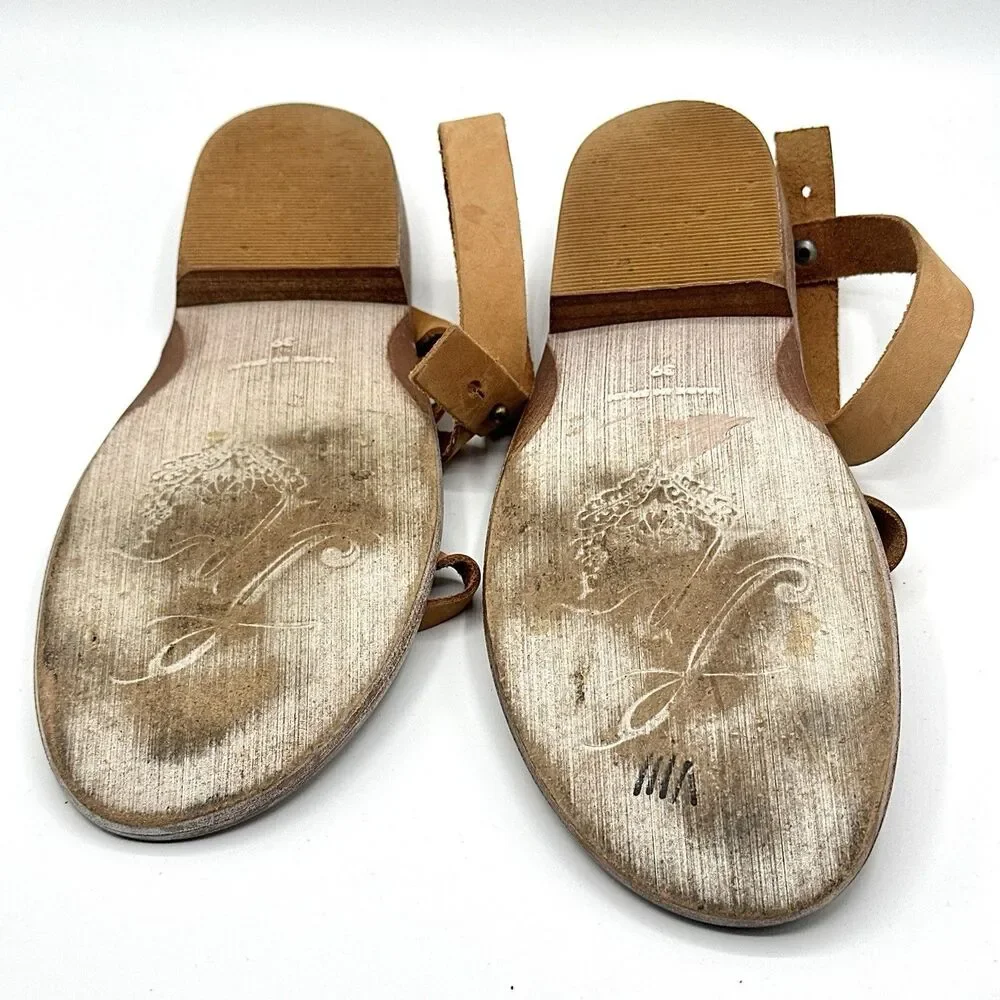 Free People Leather Strappy Flat Sandals Women’s Size EU 39 US 9 Boho Brown